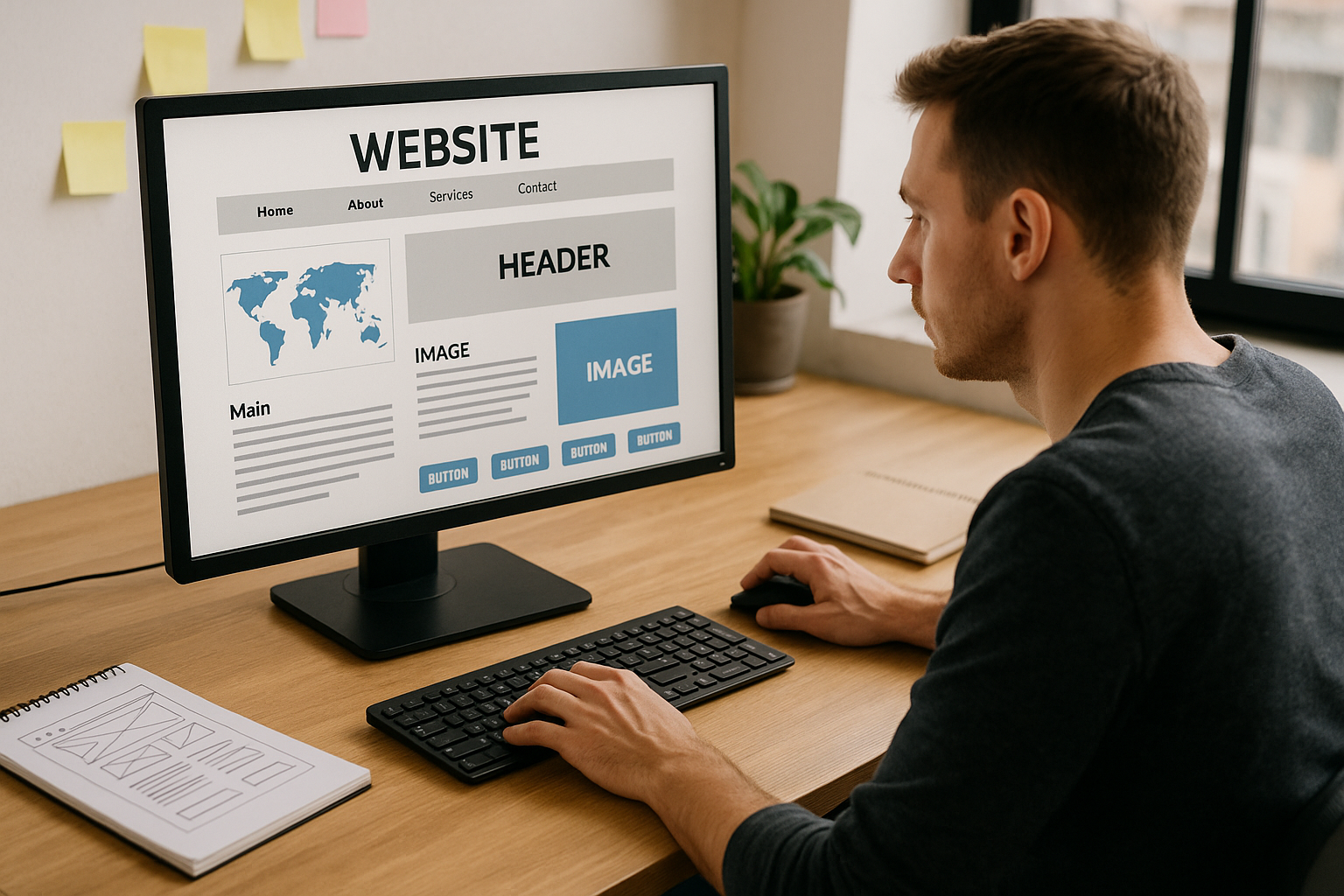 ui designer pracující na novém webz