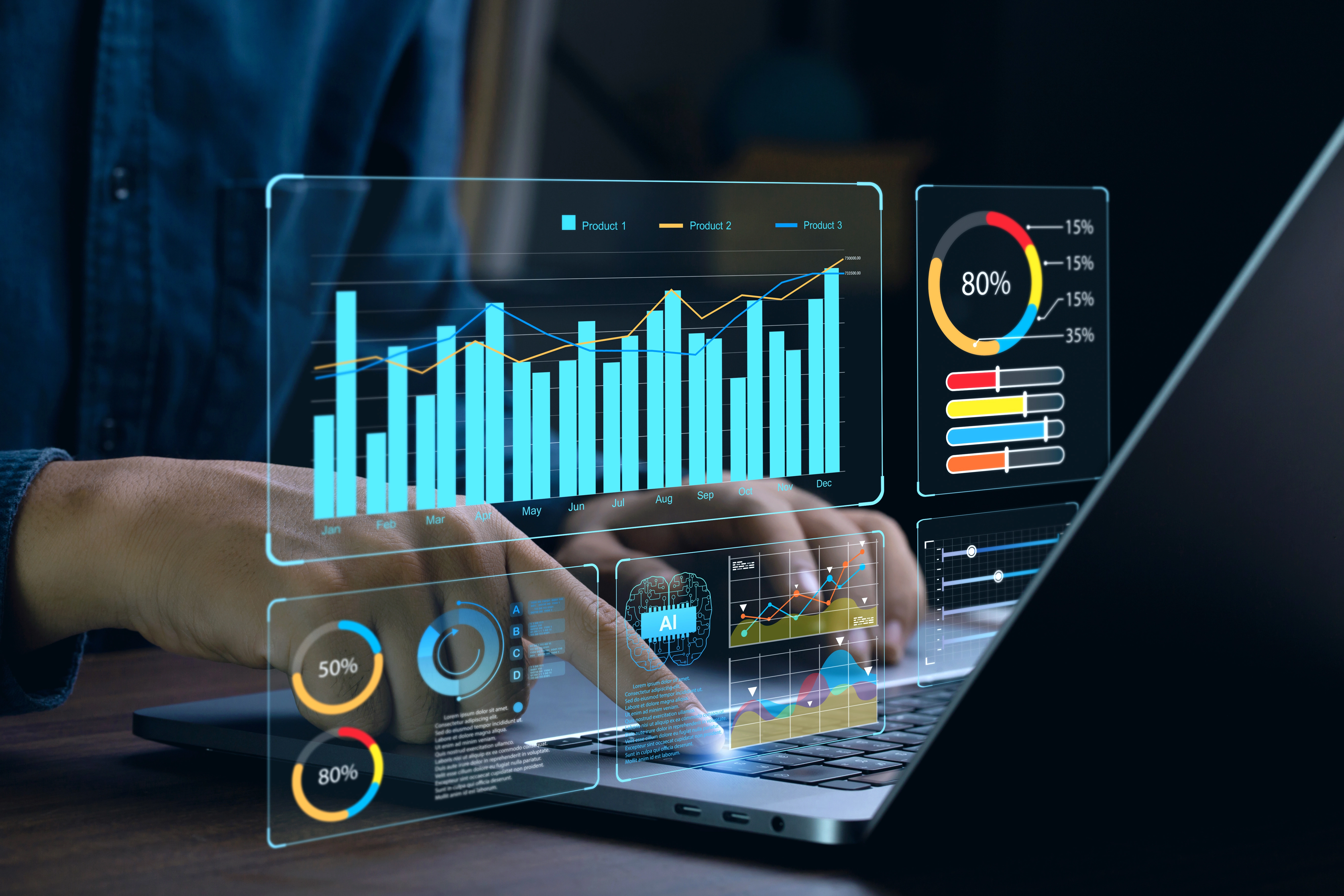 Detailní SEO analýza zobrazující různé data ve formě grafů